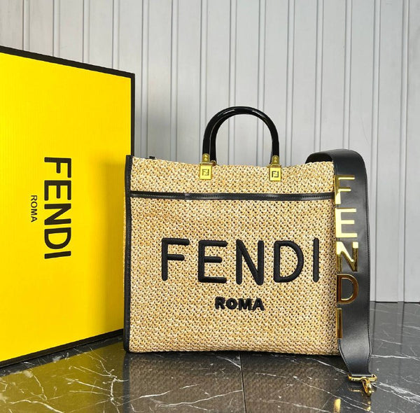 Fendi Raffia Medium Tote Bag