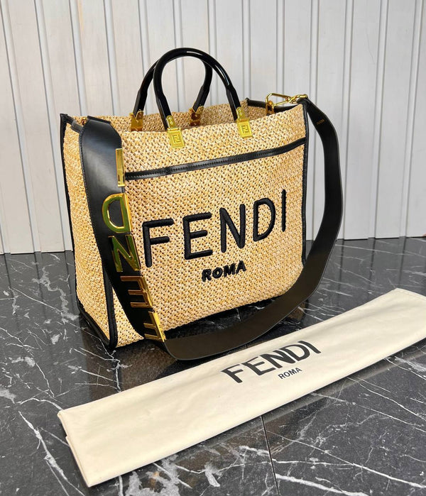 Fendi Raffia Medium Tote Bag