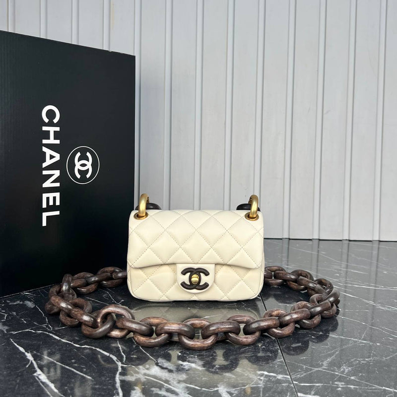 Chanel Mini Flap Bag Wooden Chain
