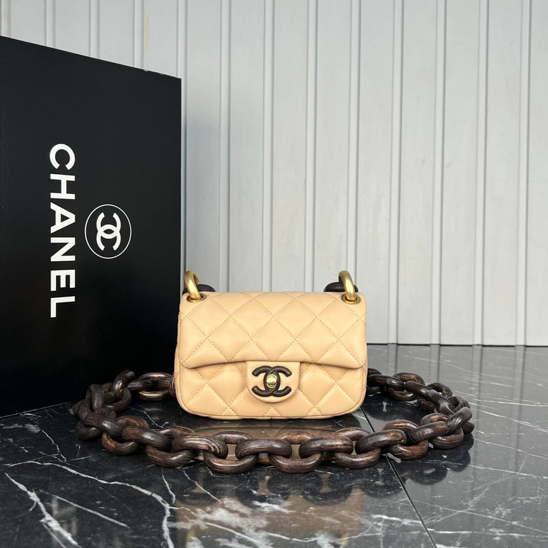Chanel Mini Flap Bag Wooden Chain