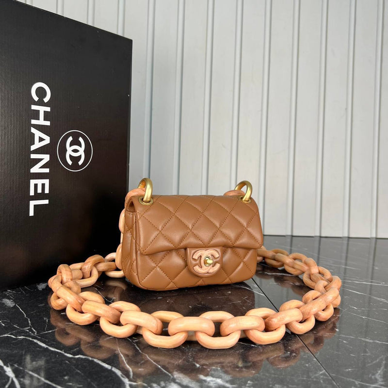 Chanel Mini Flap Bag Wooden Chain