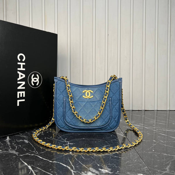 Chanel Denim Hobo Bag Small