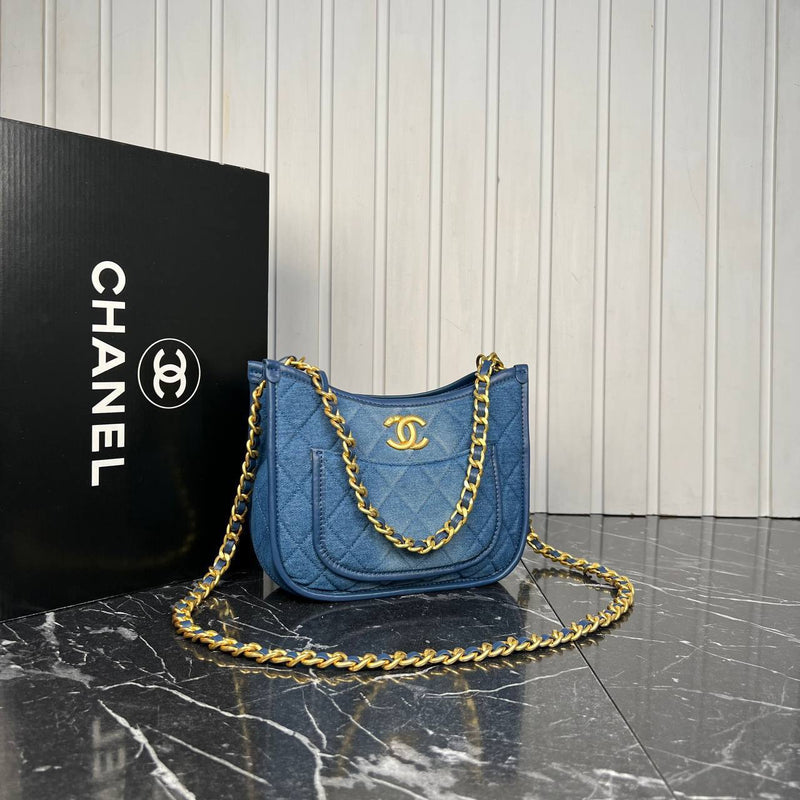 Chanel Denim Hobo Bag Small