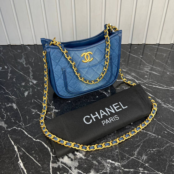 Chanel Denim Hobo Bag Small
