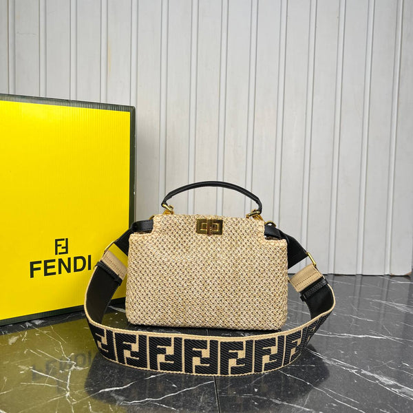Fendi Peekaboo Small Raffia Bag