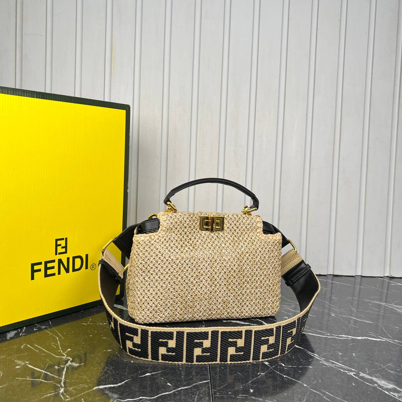 Fendi Peekaboo Small Raffia Bag