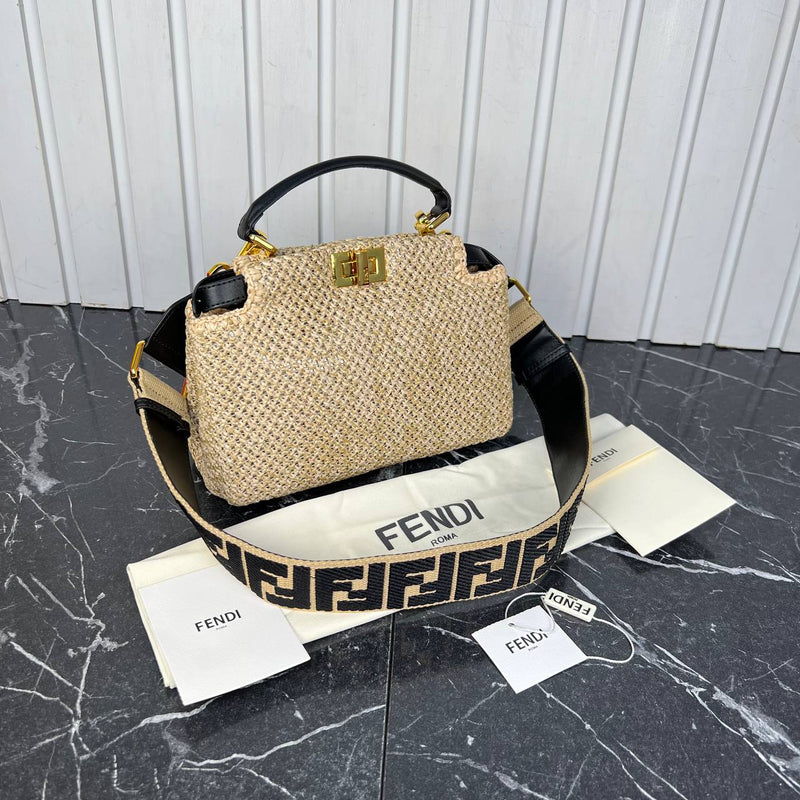 Fendi Peekaboo Small Raffia Bag