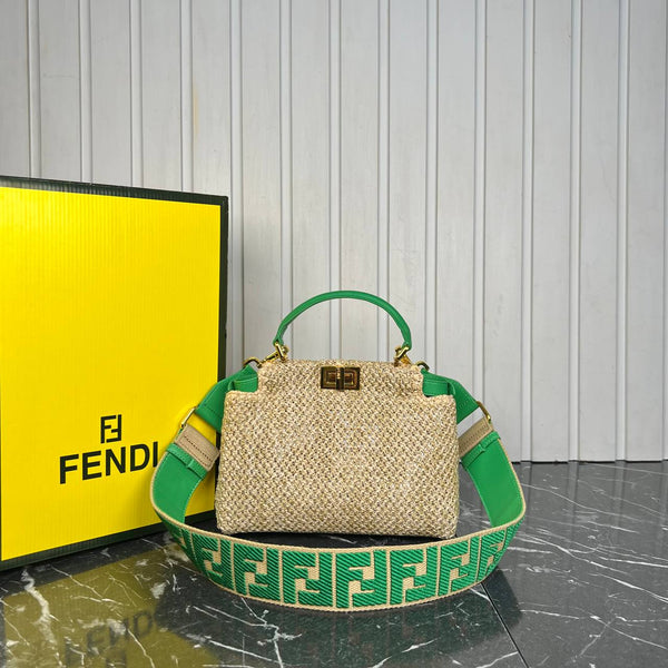 Fendi Peekaboo Small Raffia Bag
