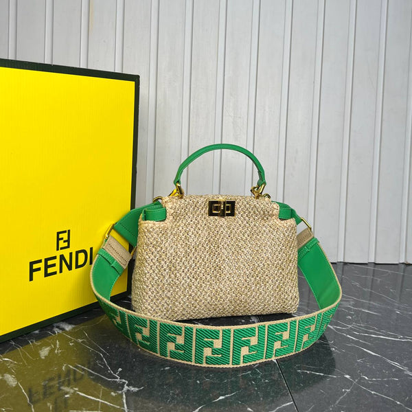 Fendi Peekaboo Small Raffia Bag