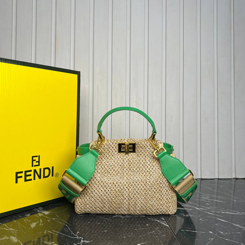 Fendi Peekaboo Small Raffia Bag