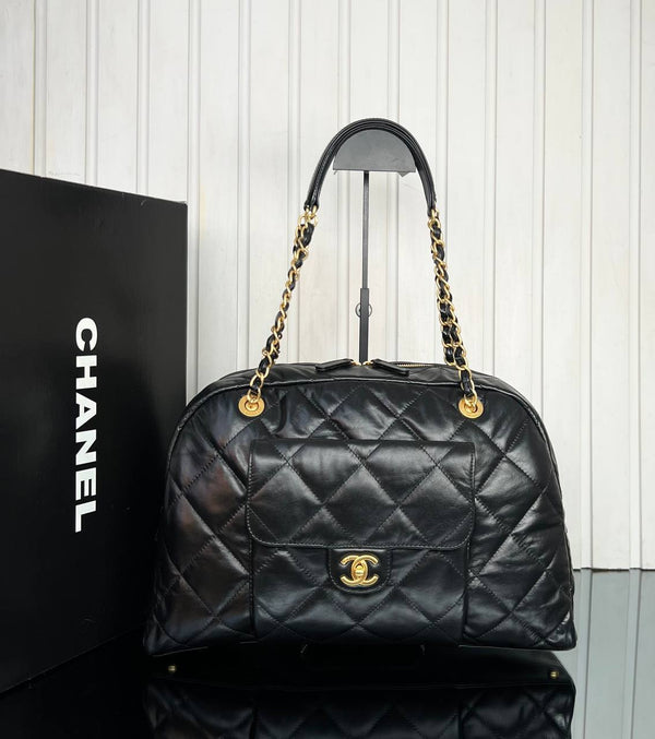 Chanel Bowling Bag in Quilted Calfskin Big