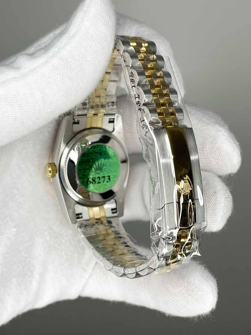 Rolex Date Just 31mm Jubile Gold Steel Black Stone