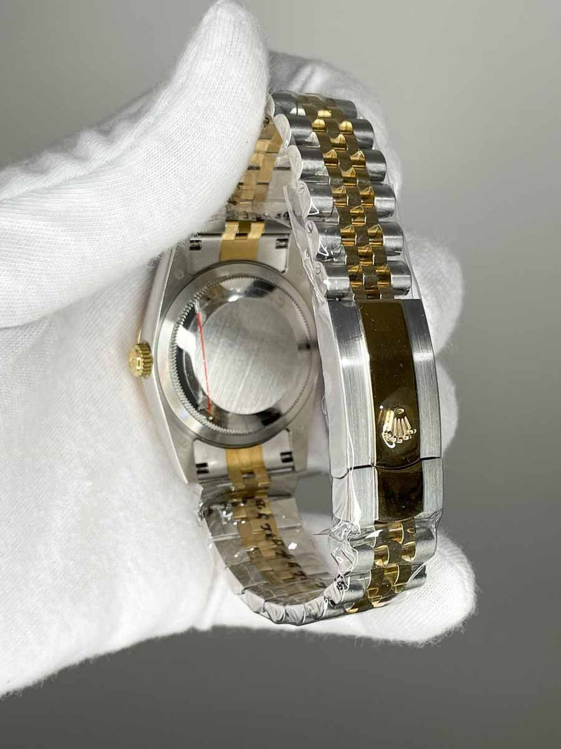 Rolex Date Just 36mm Jubile Gold Steel Gray Roma