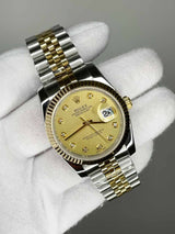 Rolex Date Just 36mm Jubile Gold Steel Stone