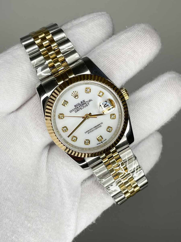 Rolex Date Just 31mm Jubile Gold Stone Steel Roma